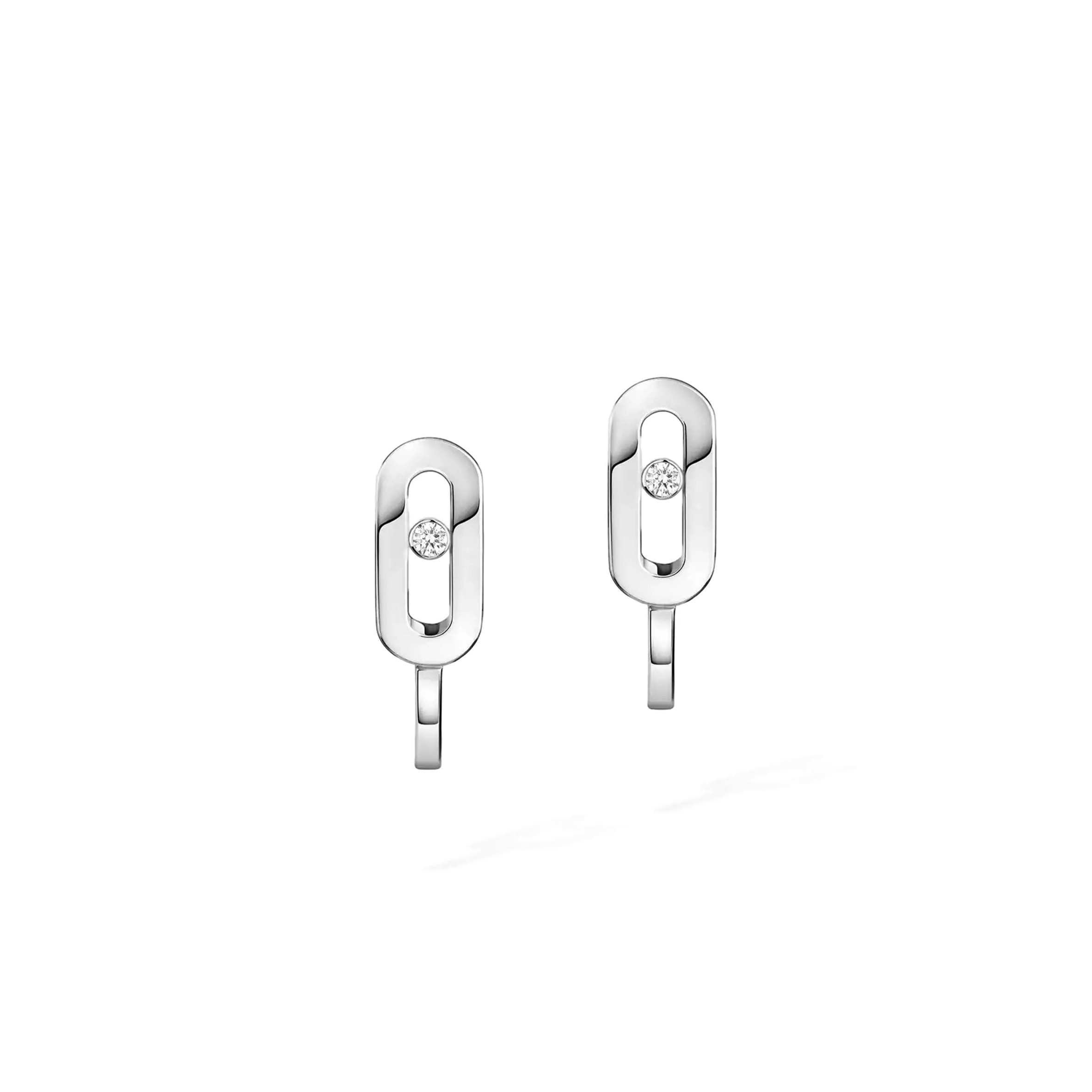 MESSIKA MOVE UNO MINI HOOP EARRINGS WHITE GOLD DIAMOND EARRINGS 10050-WG